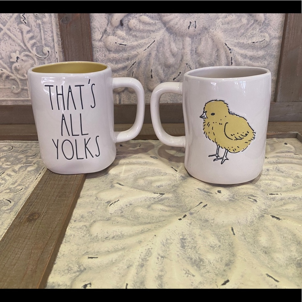 Rae Dunn Cute Chick & That’s All Yolks Mug Set - Brand new